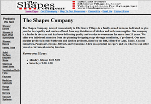 The Shapes Company Old Home Page